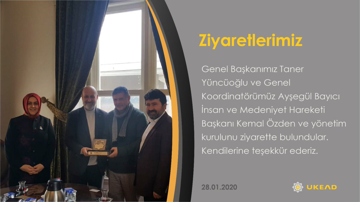 Genel Başkanımız Taner Yüncüoğlu ve Genel Koordinatörümüz Ayşegül Bayıcı İnsan ve Medeniyet Hareketi Başkanı Kemal Özden ve yönetim kurulunu ziyarette bulundular. Kendilerine teşekkür ederiz. 28.01.2020
<a href="/insanmedeniyet/">İMH</a>
#UKEAD #kudus #mescidiaksa #filistin  #tarih #HepimizMeryemiz