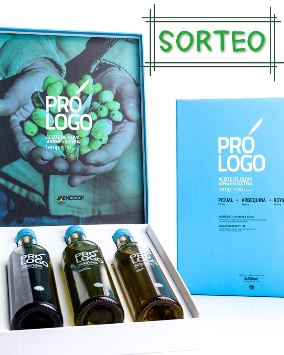 🎁 SORTEO 🎁 ¿Te gustaría ganar este fantástico oack de AOVE de Prólogo?
------ ¡Participa en nuwstro sorteo! - - - - -
1. Sígue nuestra cuenta de Instagram.
2. Dale me gusta.
3. Etiqueta a dos amigos xon quoenes te gustaría compartir este delicioso AOVE.
¡Date prisa! ✔️