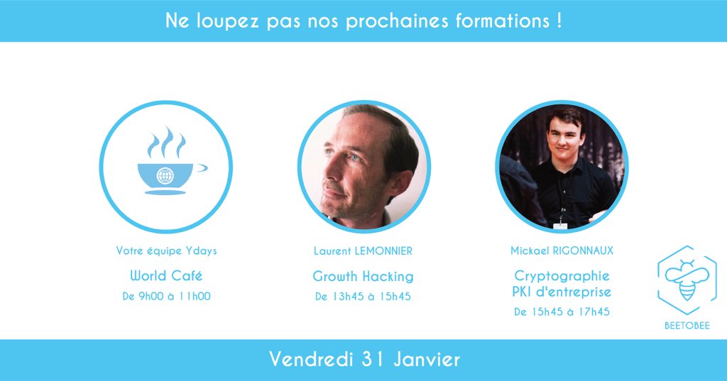 BeeToBee_Ynov's tweet photo. Prochaines formations 31/01 à @YnovAix , au CNFPT (rendez-vous devant l'admin. 10 min avant !). Tous les niveaux sont acceptés !👇

Pour en savoir plus, rendez-vous sur nos précédents posts ! 🔙

Pour s’inscrire, c’est ici 👉 https://t.co/rltA52qZql https://t.co/cc5ejKZDrX