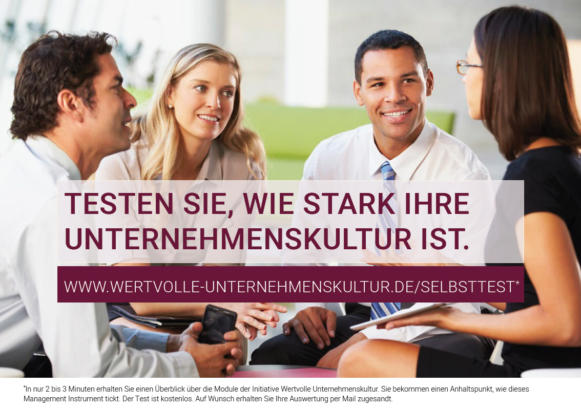 Lernen Sie uns besser Kennen! Investieren Sie 3 Minuten Ihrer Zeit und testen Sie, wie stark Ihre Unternehmenskultur ist. 
Machen Sie den #Selbsttest!
#Initiative #Wertvolle #Unternehmenskultur #kostenlos #testen #Erfolgreich

wertvolle-unternehmenskultur.de/selbsttest/