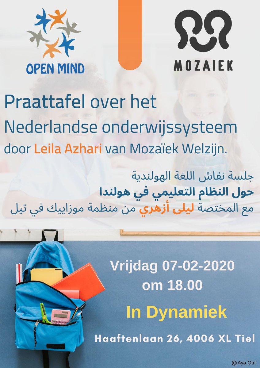 OpenMindTiel's tweet photo. @MozaiekW @gemTiel #Praattafel #Leila_Azhari #Open_Mind #vrijdag #Nederlandse_onderwijssysteem #Tiel https://t.co/BDH7pLQeOq