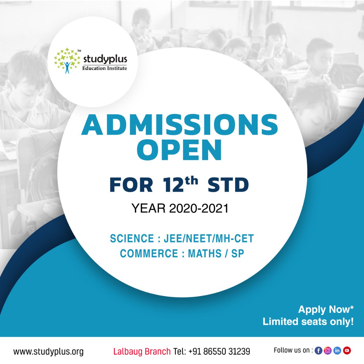 InstiStudyplus's tweet photo. We at Studyplus Prepare Students for the Future keeping a track of Present and also remembering the Past.
Admission Open For Science &amp; Commerce
.
https://t.co/zQJvHH0jT1
.

#studyplusclass #education #studies #institute #lowerparel #newbranch #study #studygram #student https://t.co/uPKGqqwYZf