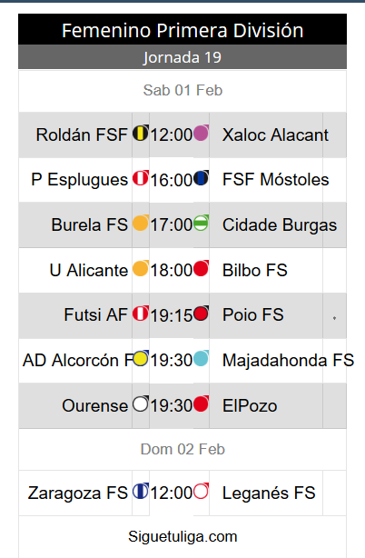 infozonafutsal's tweet photo. ⏰Horarios de la Jornada 19ª de 1ª División de #FútbolSalaFemenino.
https://t.co/SleH2AxysP https://t.co/IlymyKKQ2X