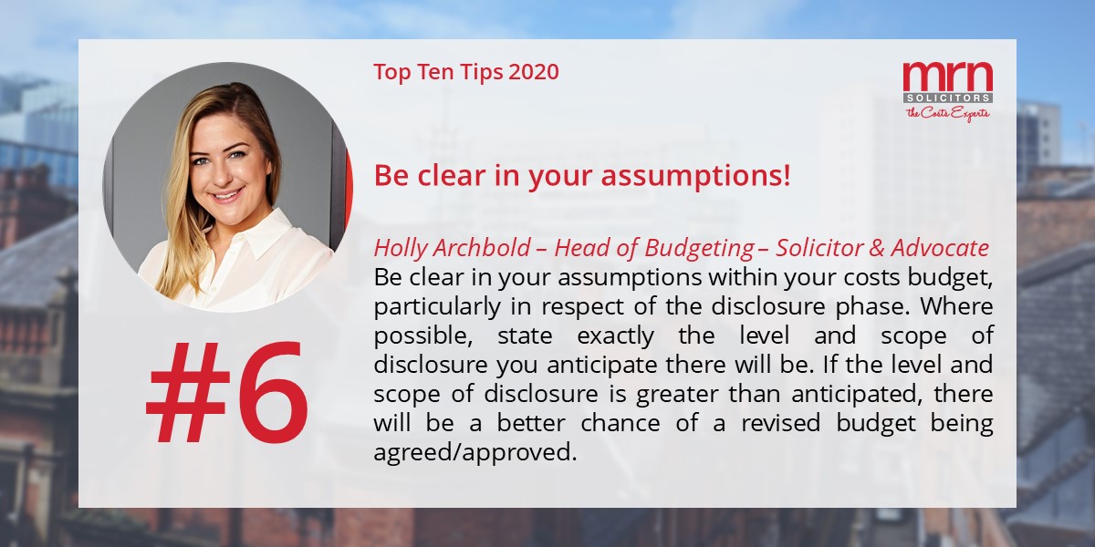 Delighted to share the sixth tip in our Top Ten Costs Tips of 2020, submitted by our Holly Archbold