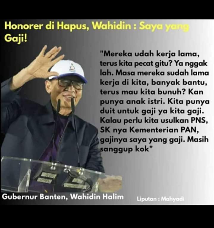 Good Job Pak Wahidin Gubernur Banten Mau Pasang Badan Untuk Anak Buahnya, Semoga Perbuatan Baik Bpk Dibalas Pahala Oleh Allah SWT