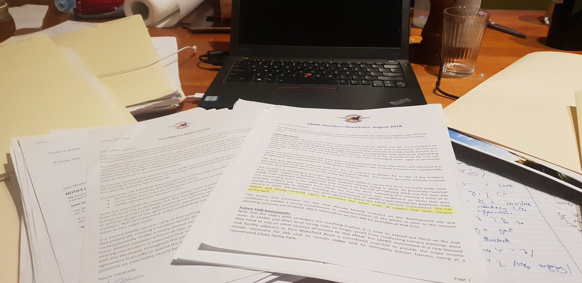 ColinJamesTiser's tweet image. Head is hurting. Just read hundreds of pages of documents involving the behaviour of the SA Harness Racing Club's committee over the past decade - and attempts by members to sort things out. Staggering stuff. Story to come in @theTiser on Saturday.