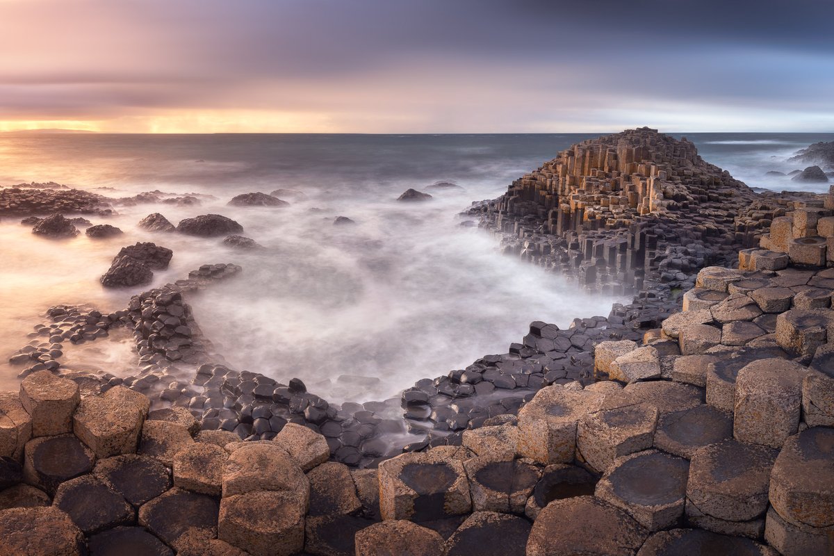 Panorama of Giant Causeway in the Evening, Northern Ireland, United Kingdom