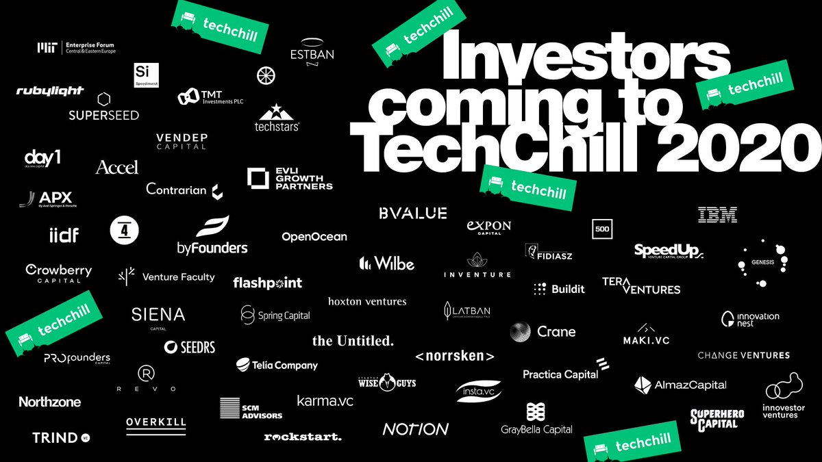 TechChill's tweet photo. @Accel, @norrsken_org, @inventureVC, @techstars, @northzoneVC, @NotionVC, @profounders are in the house! 🥁 Take a look at the investors attending, do your research, prepare and get ready for the matchmaking during #techchill2020! 🌟 https://t.co/2oBTJPlrFz