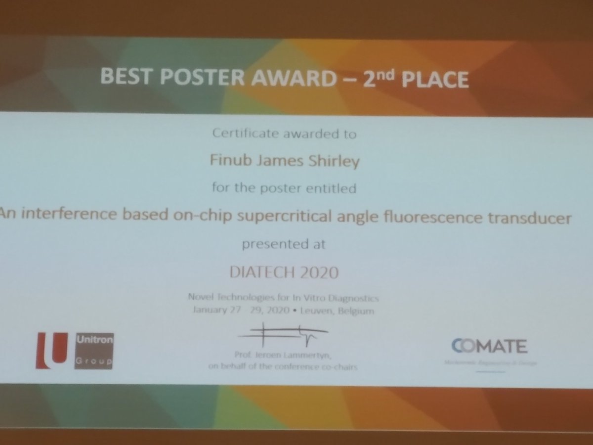 DIATECH2020's tweet image. 2nd place in poster awards goes to Finub James Shirley at #DIATECH2020
Congratulations Finub!