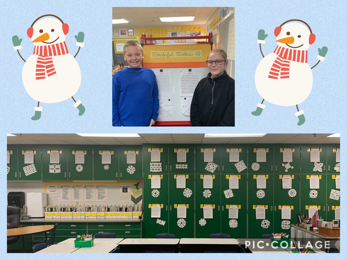 KaseyFisher1978's tweet photo. Our “Winter” Writings are completed and put up! Wow! I cannot believe how much our fourth graders have improved as writer! Took my breath away. These two are my “Most Improved!” #writingisawesome @Mrs_Kerrazy https://t.co/Z70V6IiuHV