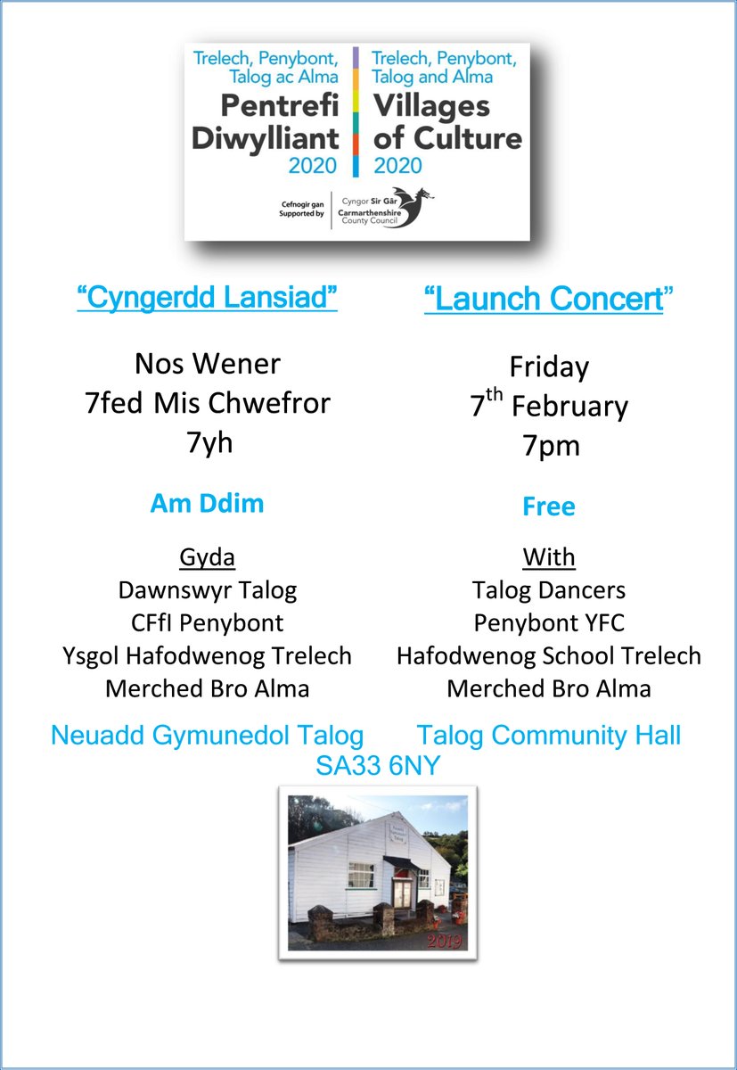 TalogTweets's tweet photo. @talognews #talog #pentrefidiwlliant #villagesofculture #taloghall #neuadddalog #sa336ny #concert #cyngerdd https://t.co/VdR3oQ7eQb