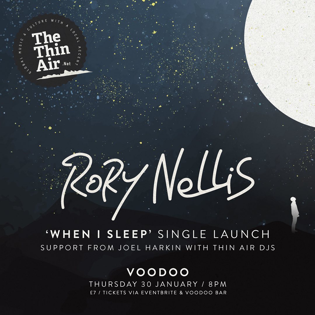 thethinair's tweet photo. We're co-hosting (and spinning a few songs) at the launch of @rorynellis' new single 'When I Sleep' @Voodoo_Belfast tomorrow night. Support comes from @JoelHarkin. RT to be entered into our comp to win two tickets to the show. https://t.co/u66eXUZZ5U