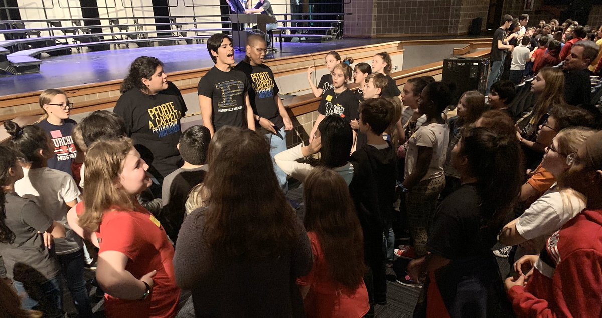 Over 200 <a href="/PfISD/">Pflugerville ISD</a> elementary music students spent yesterday afternoon at <a href="/PflugervilleHS/">Pflugerville HS</a>, hosted by some awesome <a href="/pvillechoir/">P-Ville HS Choir</a> students who lead ice breaker games and performed for them. Thank for for leading by example! 
#passionateservice 
#pfamily 
#PfISDynamic