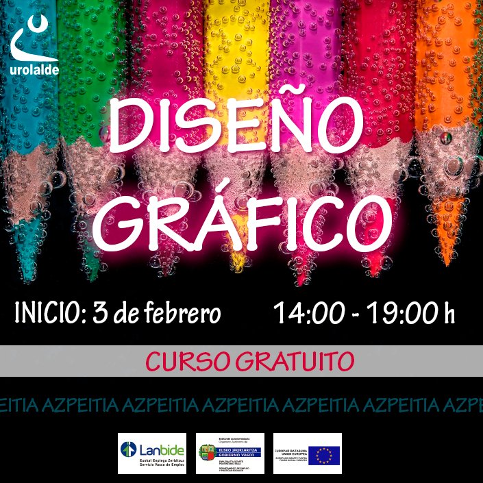 urolalde's tweet photo. #CURSO #GRATUITO de #DISEÑO #GRAFICO
¡Últimas plazas!

📅 03/02/2020 - 17/07/2020
⏱ 14:00- 19:00
🚩 #Azpeitia
🏅 #Certificado de #Profesionalidad de Nivel 3
🏭 #Prácticas en empresas

Inscríbete en oficinas y web de #lanbide
Código curso: 18201872

maite@urolalde.net / 943157066 https://t.co/Lfd3oOjt2W