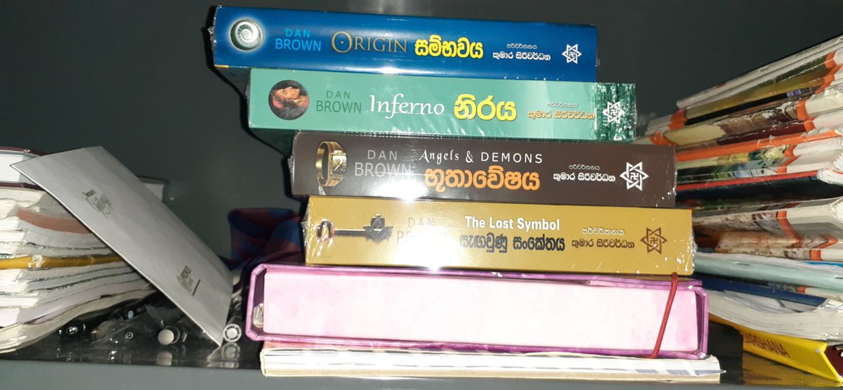 Pasindu_785's tweet photo. Got birthday gifts earlier ..💗 Awesome books With good quality. @AuthorDanBrown You are the king of thrillers . I became your fan after #Davinci_code . 💚#infarno #angelsanddemons #Orgin https://t.co/gITlCDMQuj
