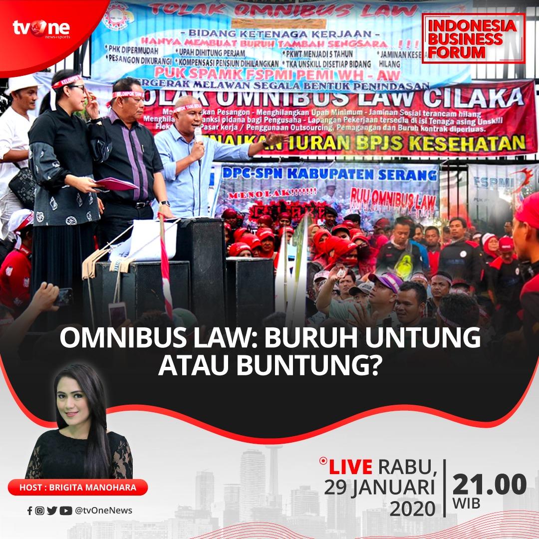 IBFtvOne's tweet image. Rancangan Undang Undang atau omnibus law cipta lapangan kerja yang akan diajukan ke DPR mendapat penolakan dari para buruh. Mereka menyatakan tak pernah dilibatkan dalam pembuatan RUU. Lalu, Omnibus law cipta lapangan kerja ini menguntungkan siapa? @tvOneNews cc @karniilyas