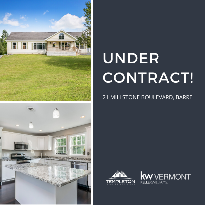TempletonReal's tweet photo. We just put this wonderful home under contract this week! 🎉🍾 Congrats to our sellers of 21 Millstone Boulevard! We can't wait to help get them into their brand new home! 🏡

#undercontract #buyingandselling #templetonrealestategroupvt https://t.co/OvoHYPvWM1