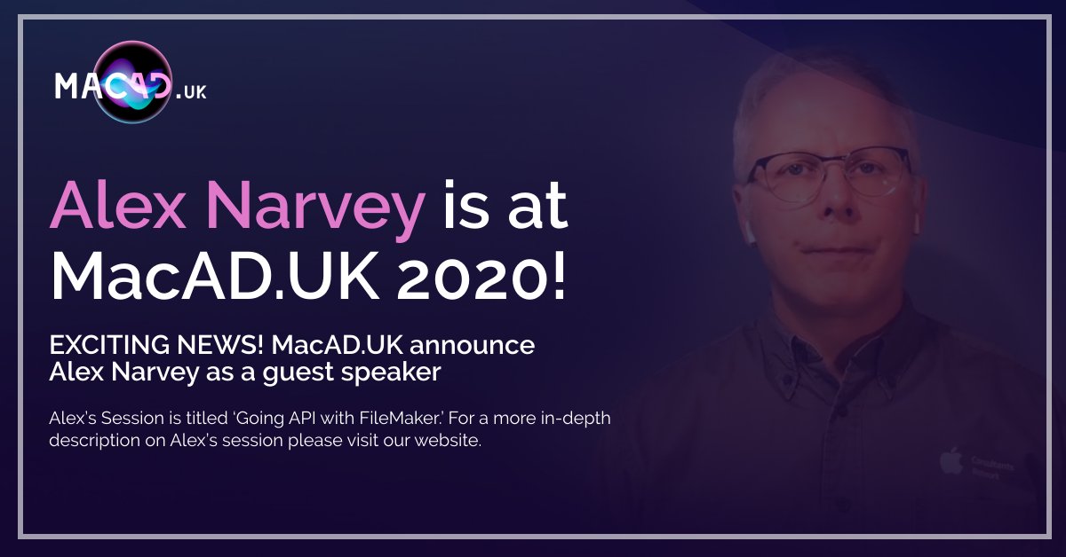 EXCITING NEWS! Alex Narvey is at MacAD.UK as a guest speaker! Check out our website for a more in-depth description of Alex's session.

macad.uk/#speakers