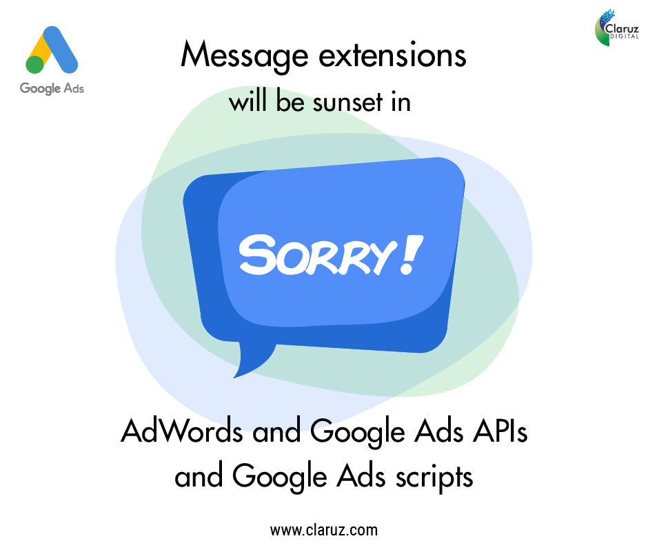 ClaruzDigital's tweet image. As of 27 January 2020, @Google #Adwords, @GoogleAds API & scripts have put an end to the #MessageExtensions.
You will still be able to retrieve #data for existing message extensions until the end of 2020.
Follow @ClaruzDigital for more updates!
claruz.com
