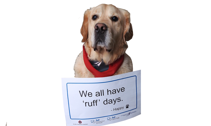Therapy Dog Happy with the words "We all have 
‘ruff ’ days."
