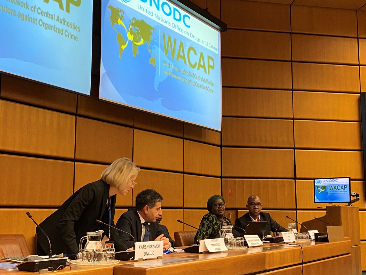 UNODC_WCAfrica's tweet photo. 🔈Happening now in #Vienna: Plenary Meeting of the West African Network of Central Authorities and Prosecutors (#WACAP) discussing challenges and the way forward to fight organized crime in the region. @UNODC_WCAfrica @chant_lacroix @WACAPNetwork 🌍 @CoumbaMDiop https://t.co/MK37a70IS6