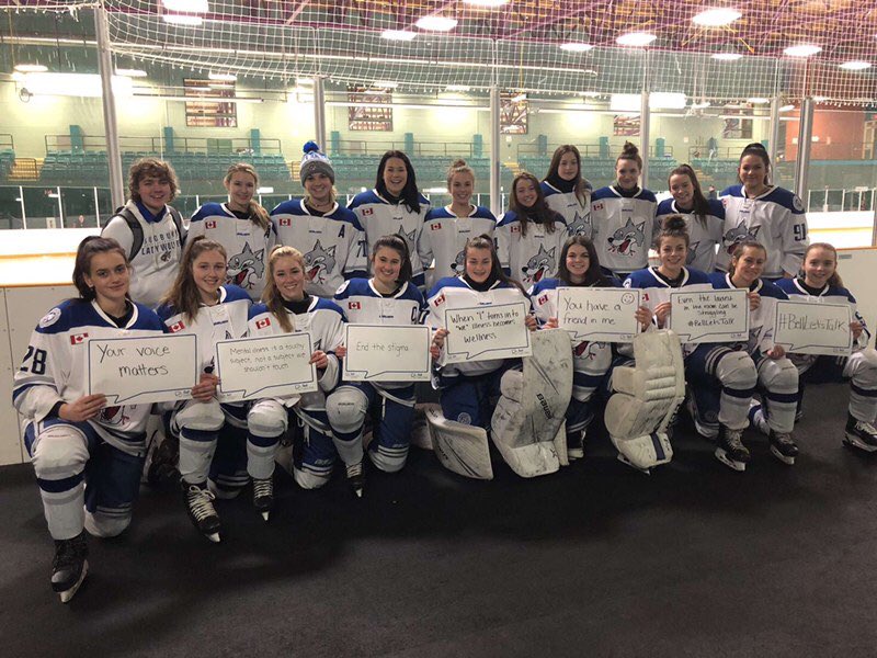 SLW midget AA showing their support for #BellLetsTalk   #teamsupport