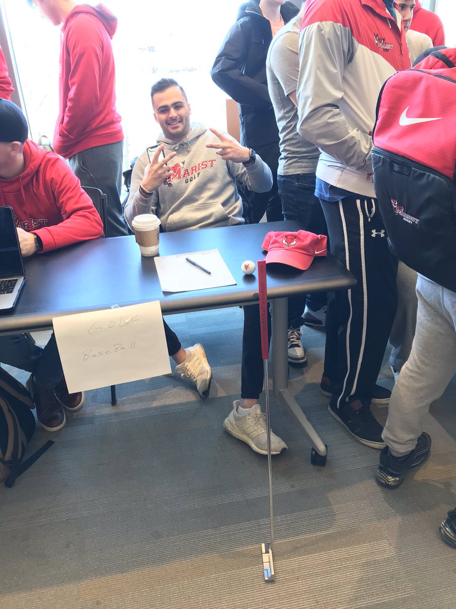 MaristGolf's tweet photo. Find Biagio enticing recruits from 12-1:30 at the club fair. #SignUpGoLow https://t.co/ceXcNenRbz