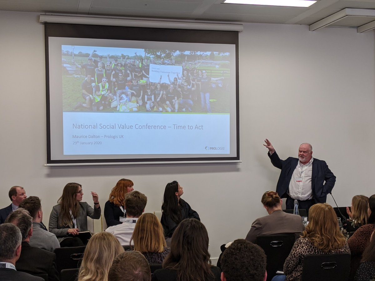 prologisuk's tweet photo. A whole #supplychain approach is key to delivering real benefit to local communities. Great to see our head of #socialvalue, Maurice Dalton talking at the @socialvalueport National Social Value Conference today. #NSVC2020 https://t.co/wfkvyvwim9