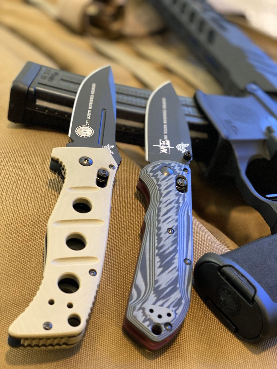 CTWatchInc's tweet photo. Thanks to @BenchmadeKnives for your solid quality knives. Quick turnaround, excellent customer service and incredibly detailed laser engraving. #supersharp #tacticalfolder #EDC. Knives in photos are the #superfreek &amp; #adamas. Background is the @sigsauerinc #MPX https://t.co/Z26FoRZH5k