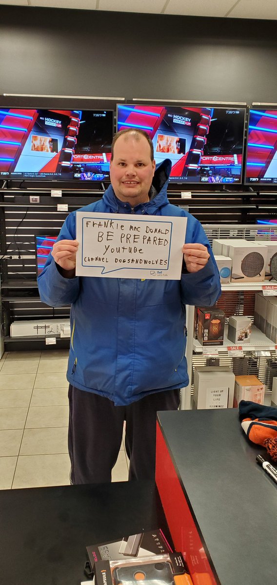 frankiemacd's tweet image. #BellLetsTalk Here is me holding Bell Let's Talk Sign