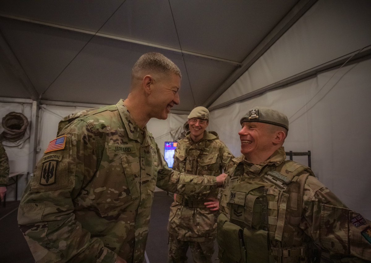 BG_Poland_eFP's tweet photo. A welcome surprise!
Maj. Gen. Joe Jarrard 🇺🇸, U.S. Army Europe Deputy Commanding General for Army National Guard, paid our soldiers a visit today, awarding several multinational Soldiers for their hard work in the Battle Group🏆🇺🇸🇬🇧🇹🇩🇭🇷🇵🇱
#eFP #BGPol #WeAreNato https://t.co/Xoy1NOr1oI