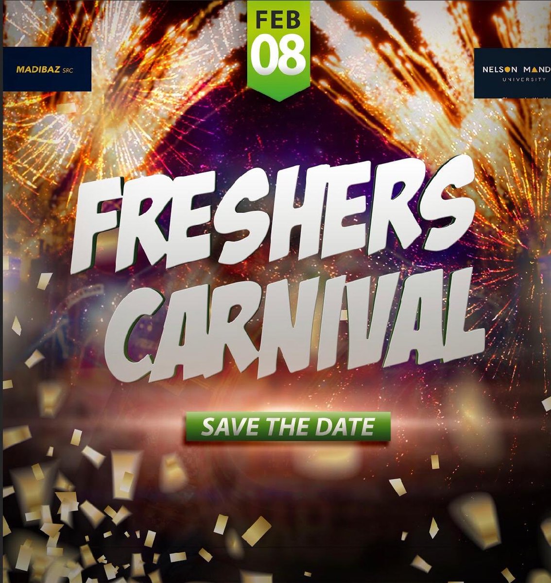 LonwaboTsotsobe's tweet photo. βΌοΈπ«πΉπ₯πΎ
JOIN US FOR A CARNIVAL LIKE NO OTHER.
Venue: NMU south campus (University way)
Time: 12:00 till late
Date: 8 February
Theme: Over the top CARNIVAL WEAR
Damage: R20 presold - R50 at the gate
#NMUFreshersCarnival #MadibazSRC #SaveTheDate #FreshersCarnival08Feb https://t.co/RJtqacZfhN