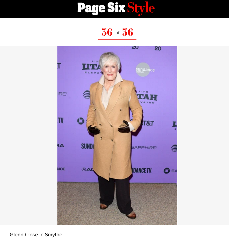 #GLENNCLOSE wearing <a href="/SmytheJackets/">SmytheJackets</a> is the epitome of sophistication! Check it out in <a href="/PageSix/">Page Six</a>: pge.sx/37H5abS