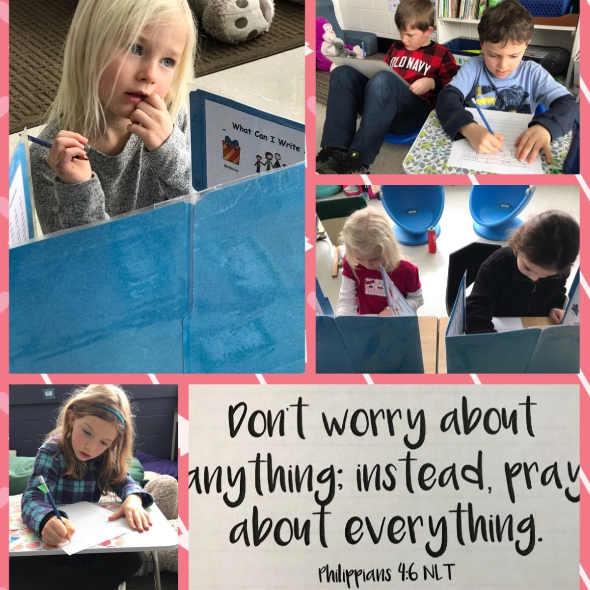 CCS_Drayton's tweet photo. Grades 1/2 acting on their bible lesson. Taking their thoughts to God in a prayer letter.
#inspiringminds #engaginghearts #buildingcharacter  https://t.co/6CQYmuMJv7 https://t.co/Y9hhQ7mPDp