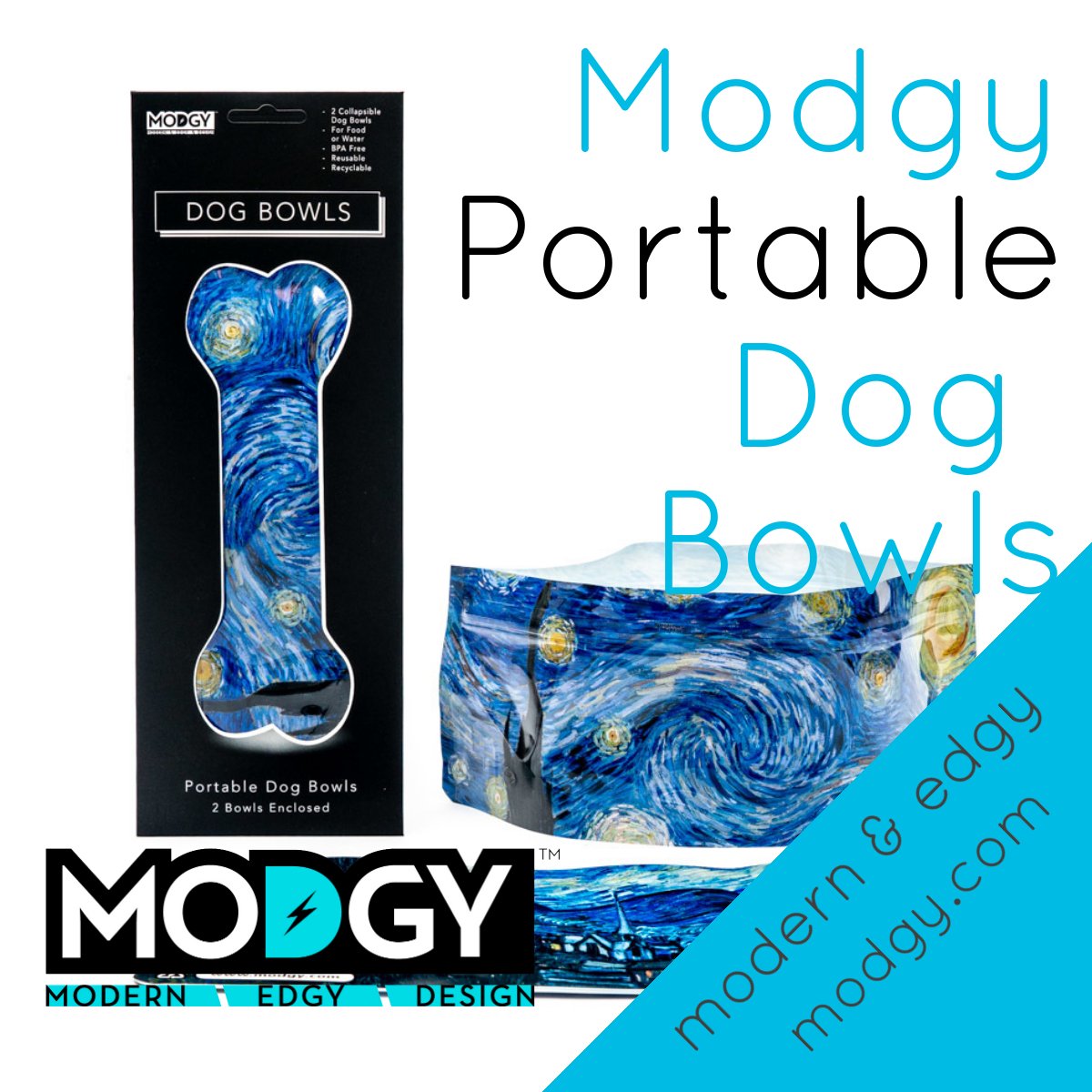 ModgyCo's tweet photo. Did you know that Modgy has Portable Dog Bowls? Each pack has 2 bowls that flatten and zip closed for easy of use and mess-free travel. If you're like us and take your dog everywhere...this is a game changer! https://t.co/d1qkkTC9qO #Dog #DogBowl #Doggo #DogsofTwitter https://t.co/k30PqtLxoG