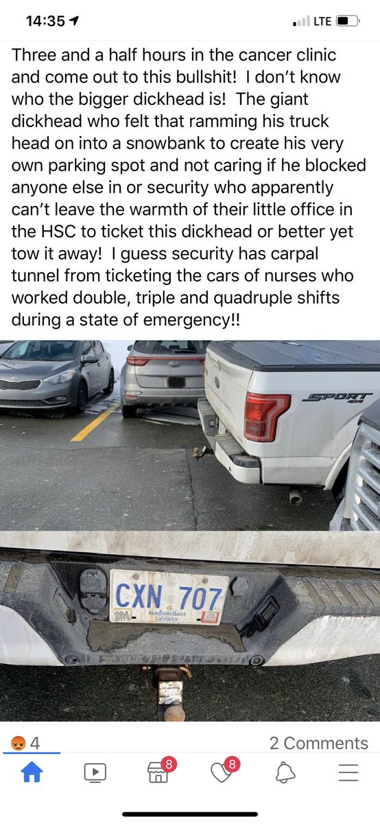 NLParkingWars's tweet photo. From a friend on Facebook #nlparkingwars #fucknugget #whitetruckasshole #bigtruckmicropenis https://t.co/tGAGvAbVfT