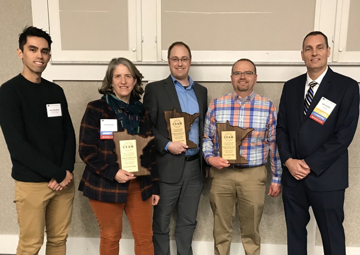 HeiserDebra's tweet photo. Honored that @CEAM_org recognized @stlouispark for our 2019 Cedar Lake Road project at the annual conference this year! @BoltonandMenk #CEAM2020 https://t.co/xM6mHD5B1q