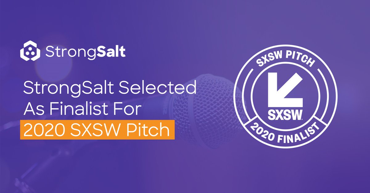 getstrongsalt's tweet photo. Headed to @sxsw  this March? We are! Proud to be among the 50 great startups chosen as finalists in the 2020 #SXSWPitch. Come hear Ed Yu talk about how StrongSalt protects your customers’ #data with the first #Privacy #API.

Read more: https://t.co/JrMSDWYH6H https://t.co/8KDsQax1Nc