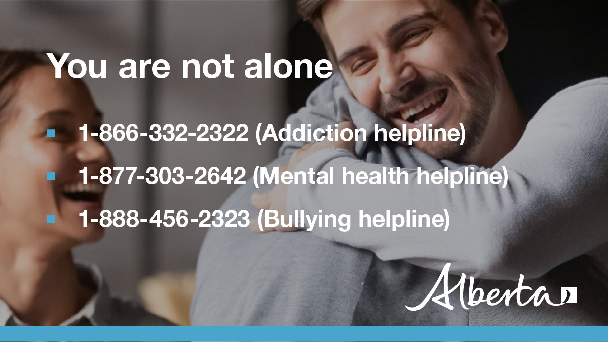 YourAlberta's tweet photo. If you or someone you love is dealing with mental health struggles, you don't have to go it alone. Free, confidential help is available 24/7.

We're stronger together. Join the #BellLetsTalk conversation today - your story can help reduce stigma and create positive change. https://t.co/yaEGSF8NOE