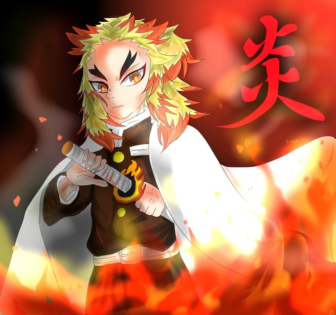 りあさんがTwitterに投稿した煉獄杏寿郎(鬼滅の刃)のイラスト。