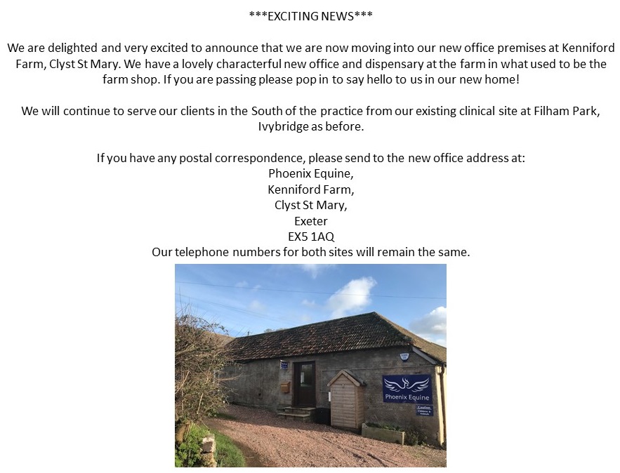 phoenix_equine's tweet photo. Very Exciting News! #teamphoenix #equinevets #NewPremises #KennifordFarm https://t.co/FvkhxTLklh
