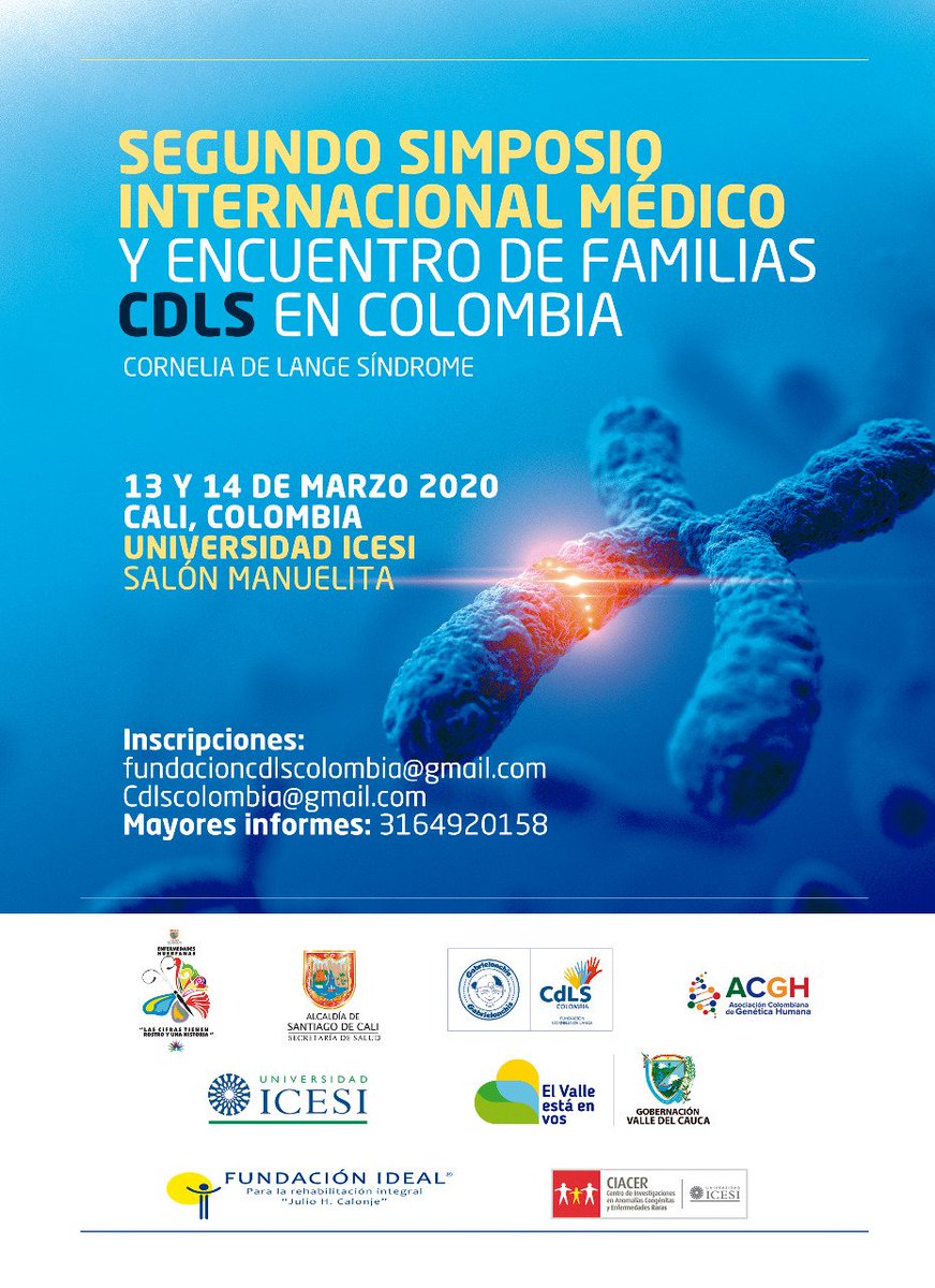 CdlsColombia's tweet photo. Una gran invitación para nuestros pacientes, familiares y médicos tratantes de las distintas especialidades que tratan personas con el Síndrome de Cornelia de Lange. #cdlsword. #discapacidad #EnfermedadesRaras @calivallebureau https://t.co/qJ9Cf2l8or
