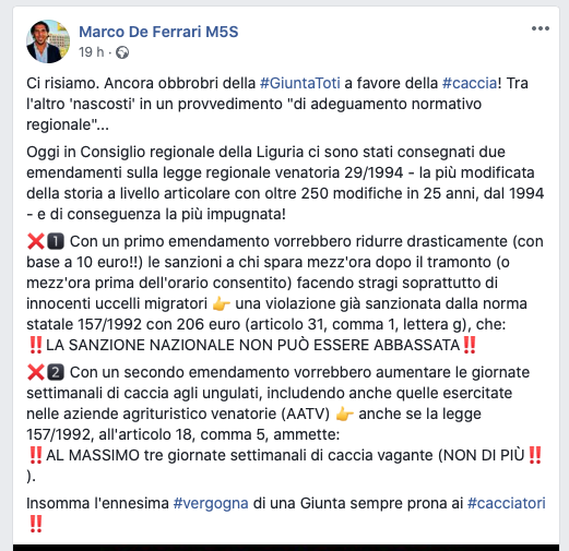 soniabetz1's tweet photo. Ci risiamo. Ancora obbrobri della #GiuntaToti a favore della #caccia! Tra l'altro 'nascosti' in un provvedimento "di adeguamento normativo regionale"... https://t.co/SqsHfmua71