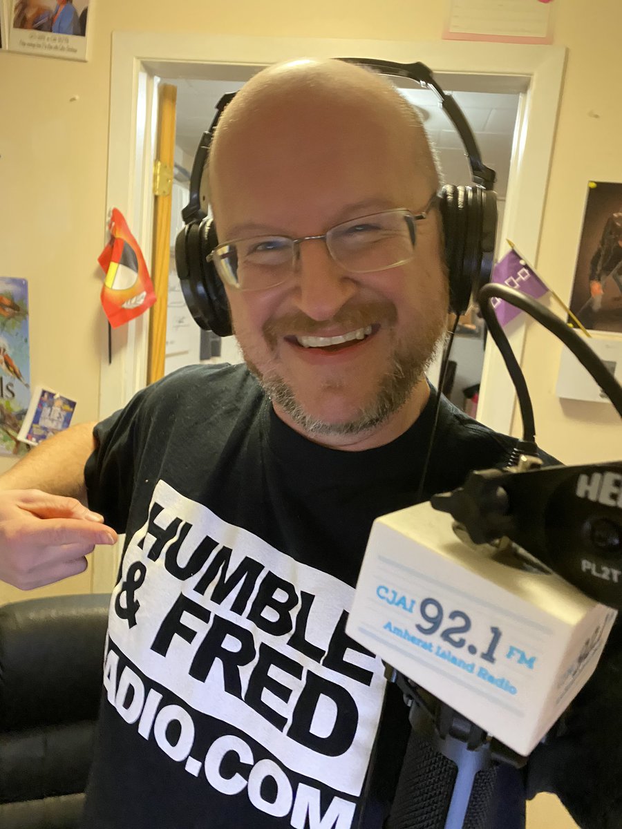 amherstislandfm's tweet photo. In order to do his part to save @the_edge , our President wore his @HumbleFredRadio tshirt in the studio this week!  Bring back H&amp;F! 

@HumHow #SaveTheEdge #BackToTheEdge #radio #ontario #ifb #Toronto #ygklove #HireHumbleAndFred https://t.co/ky0egn0YiB