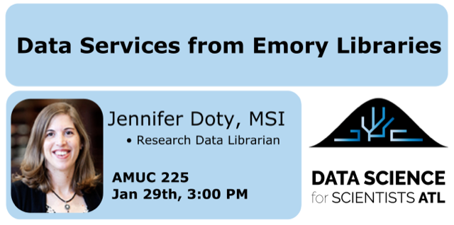 datasci4sciATL's tweet photo. Today! @jbdoty will be talking with us about the data management and curation services that @EmoryLibraries provide for researchers

grad students please RSVP here: https://t.co/KzrhBeiNGR https://t.co/zm5Tz1WfqO