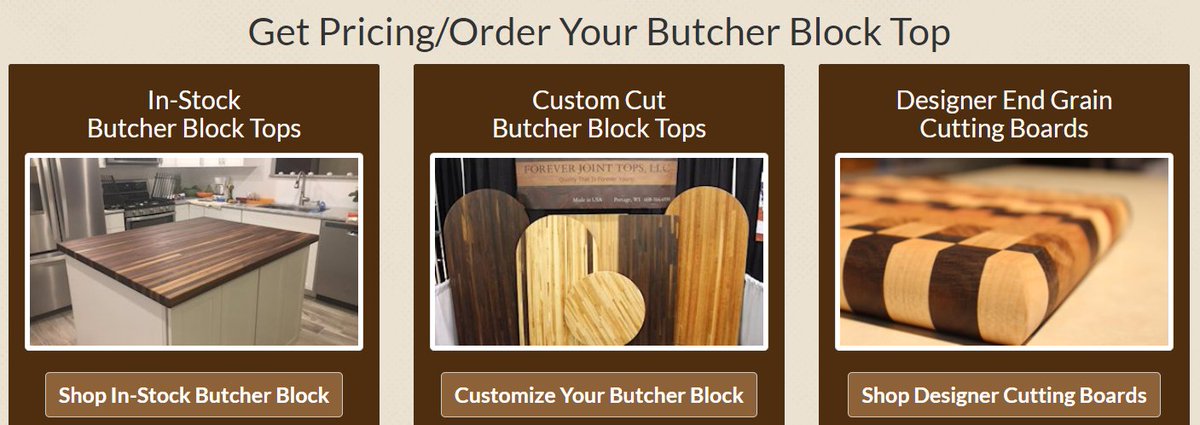 FJTButcherBlock's tweet image. Ready to shop our selection of #butcherblocks? 👍 Visit the Forever Joint Tops website and start your #kitchenremodel today! foreverjointtops.com/order.php