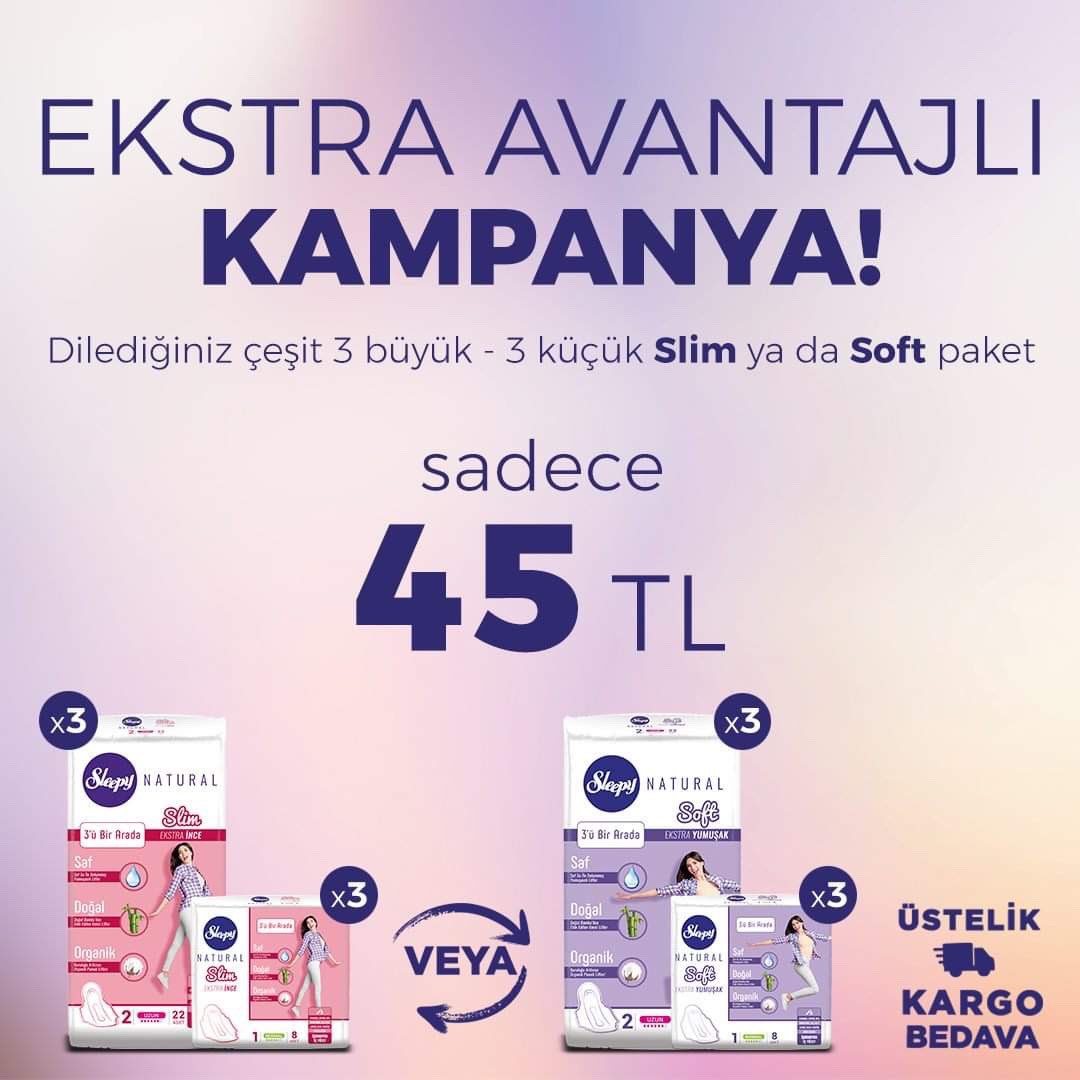 SleepyKizlari's tweet image. YEPYENİ EKSTRA AVANTAJLI SLIM&amp;amp;SOFT KAMPANYA🎁Dilediğiniz çeşit 3 Büyük-3 Küçük Slim ya da Soft paket SADECE 45 TL!📣Hemen link’e tıklayın! bit.ly/2O9iE8s 👆🏻
Üstelik KARGO BEDAVA! 🚚
#sleepy #sleepynatural #slimsoft #kadınpedi #avantaj #fırsat #kampanya