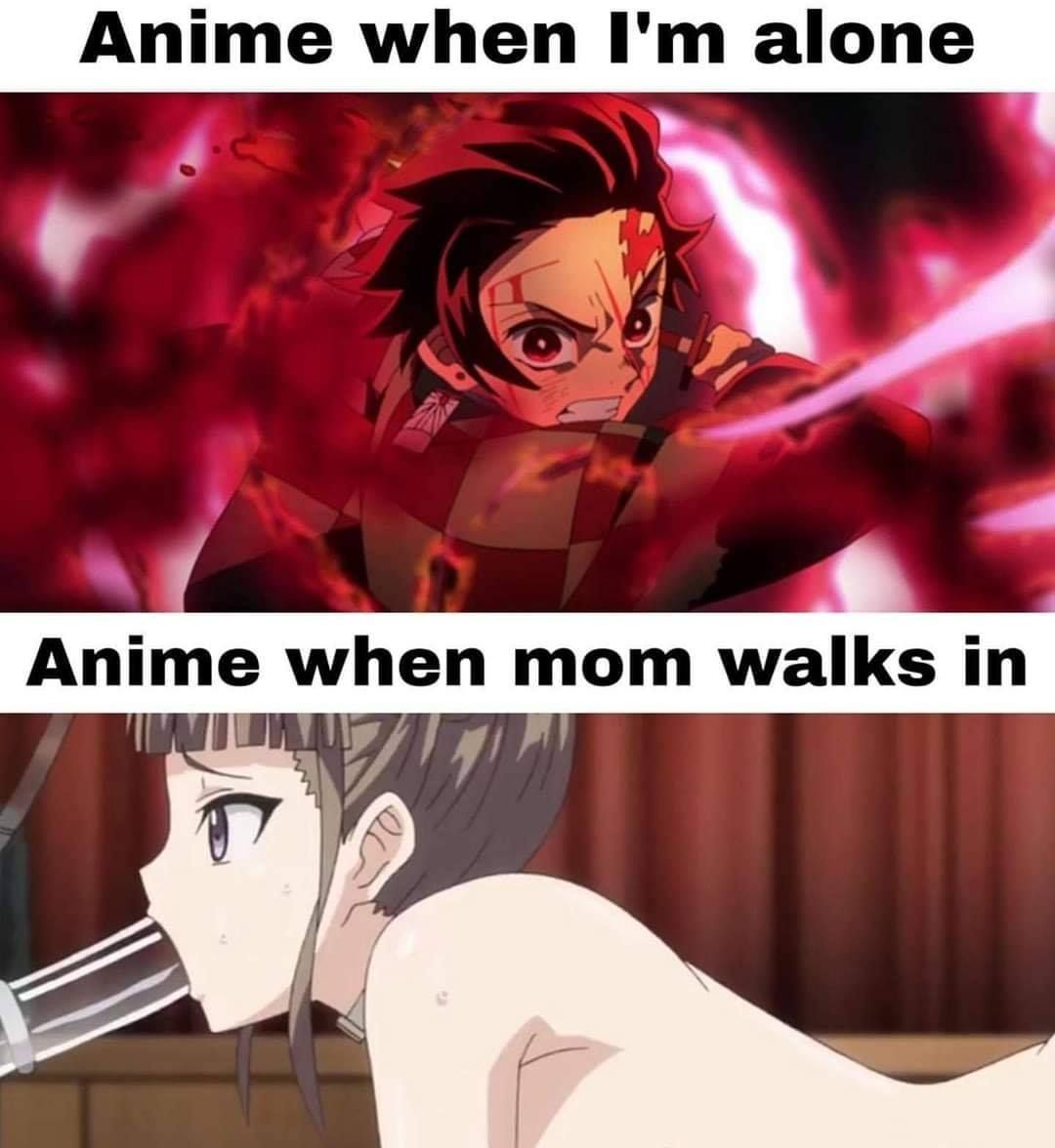 When my mom walks in anime аниме