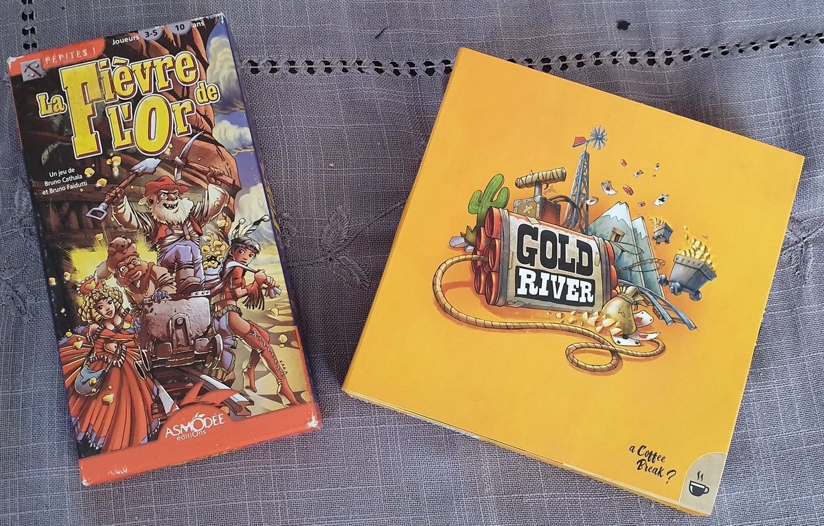 BDPHILOU's tweet photo. #OpenZeBoite comparatif de matos entre #LaFièvreDeLOr paru chez @Asmodee_fr 2005/Illustrations #Kara et sa réédition #GoldRiver chez @GameCarvers Illustrations #JonathanAucomte. L'un des tout meilleurs jeux d'enchères que je connaisse signé @BDMontagnes et @Bruno_Faidutti😁 https://t.co/thGRZJuFZ4