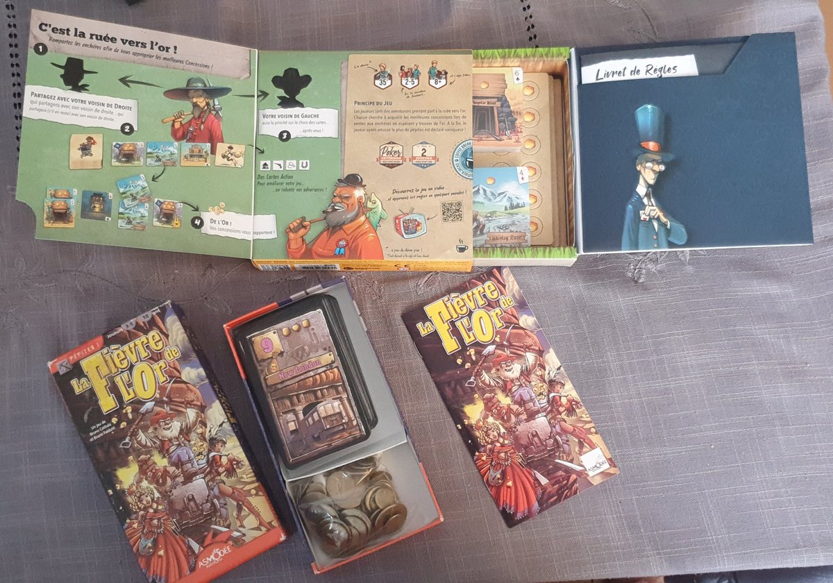 BDPHILOU's tweet photo. #OpenZeBoite comparatif de matos entre #LaFièvreDeLOr paru chez @Asmodee_fr 2005/Illustrations #Kara et sa réédition #GoldRiver chez @GameCarvers Illustrations #JonathanAucomte. L'un des tout meilleurs jeux d'enchères que je connaisse signé @BDMontagnes et @Bruno_Faidutti😁 https://t.co/thGRZJuFZ4